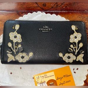 Coach Flowered Embroidered Wallet NWT